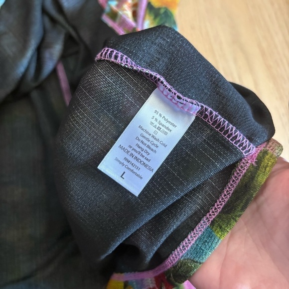 LuLaRoe Amelia Watercolor Spring Floral Print Multi Color Dress Large Green - Picture 5 of 6